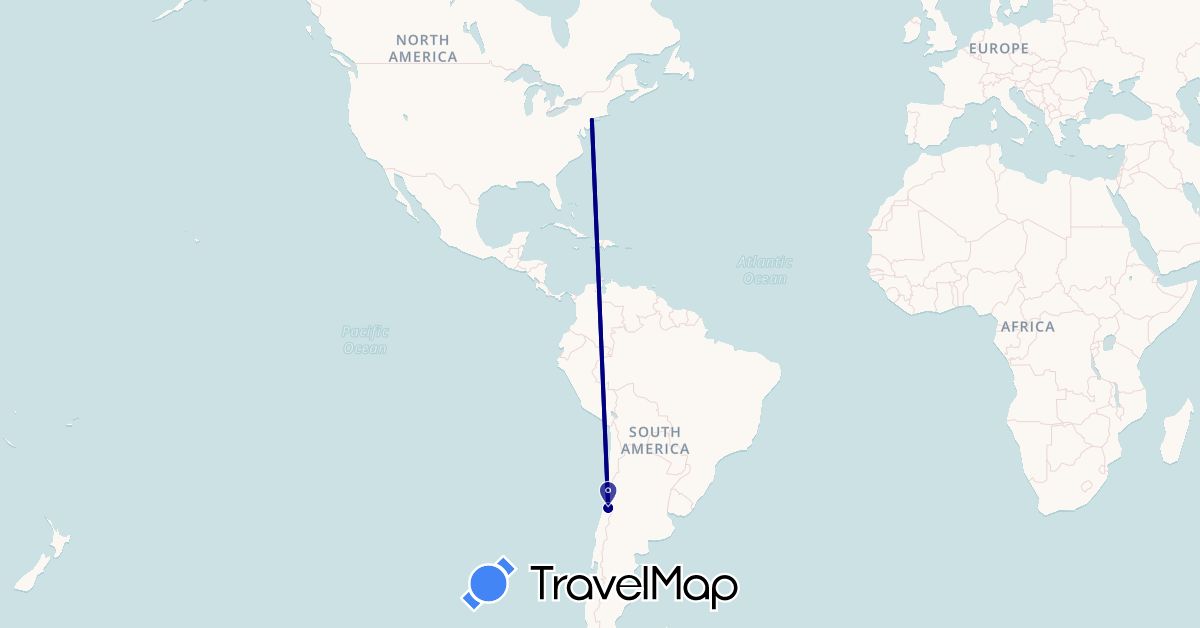 TravelMap itinerary: driving in Chile, United States (North America, South America)